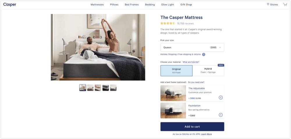 Casper mattress product page