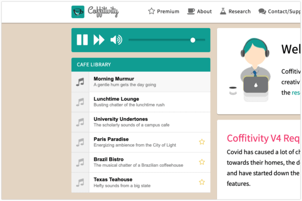 Coffitivity background noise apps for productivity