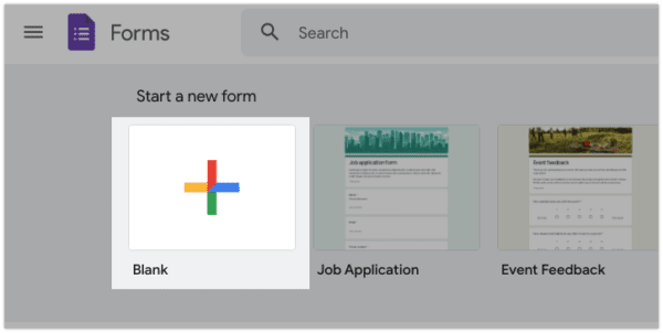 Google Forms new blank form