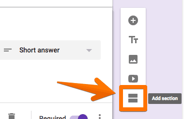 Google forms survey add new section