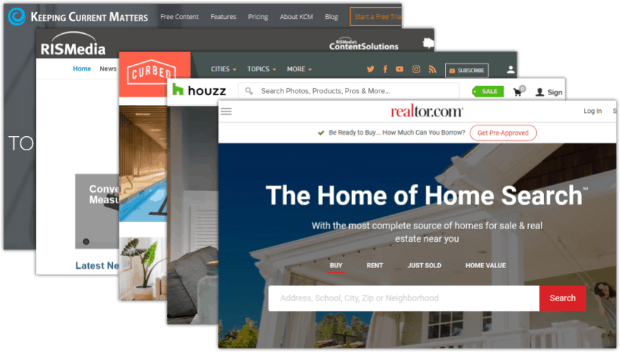 Screenshots of top real estate blogs