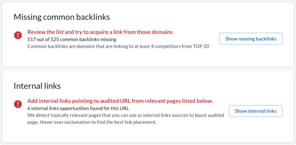 Surfer missing backlinks