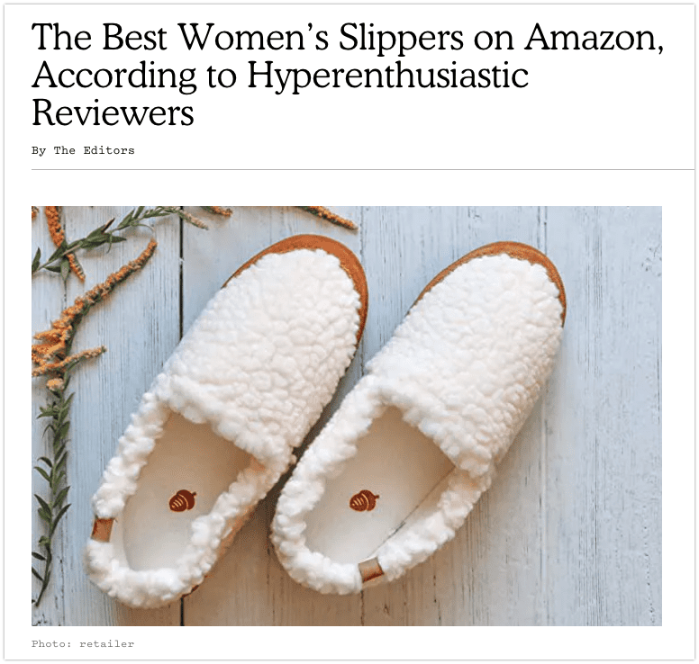 List post content example - best women's slippers