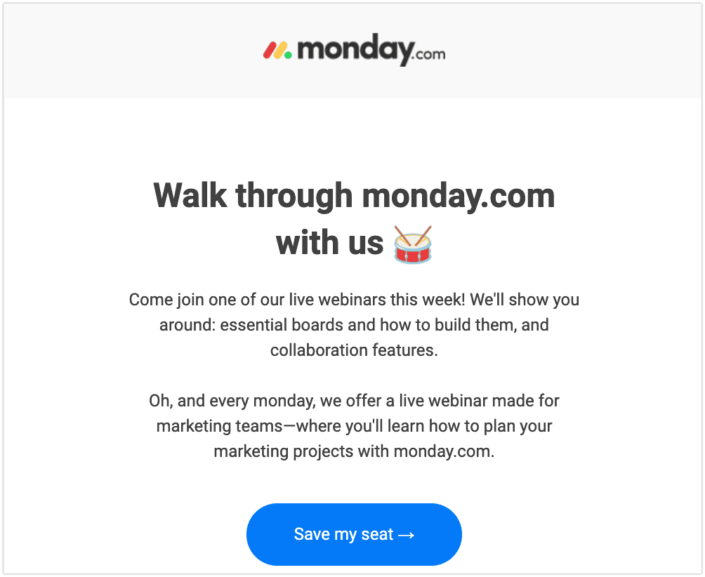 Monday.com SaaS onboarding email