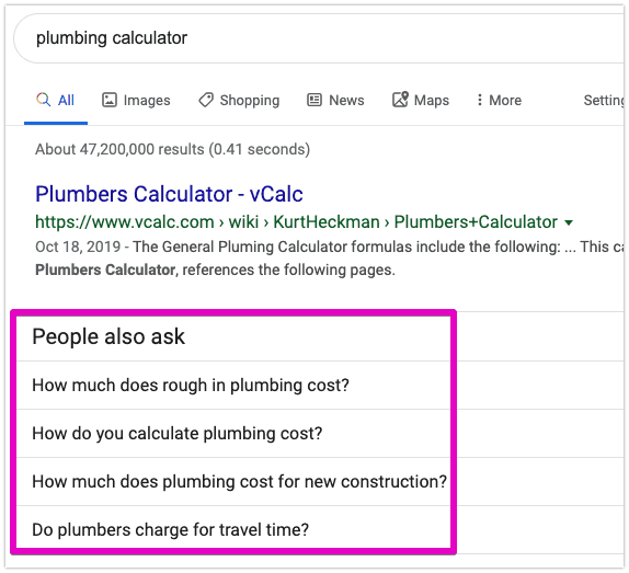 plumbing calculator related questions